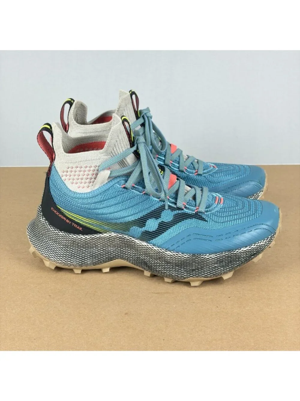 Saucony Athletic Shoes in Light Blue with Coral and Cream Accents